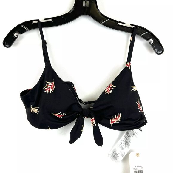 Billabong Women’s Falling Light Knotte Black Bitsy Bikini Top Size XL - Picture 1 of 4